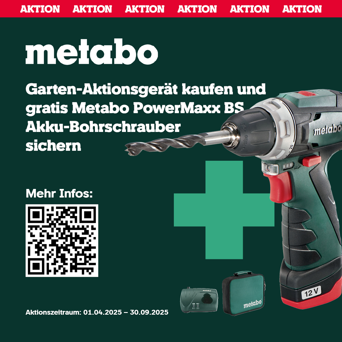 Banner Metabo-Aktion mit Bohrschrauber plus Akku